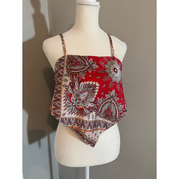 SHEIN SILK BANDANNA CROPPED TOP SIZE MEDIUM - Picture 1 of 4